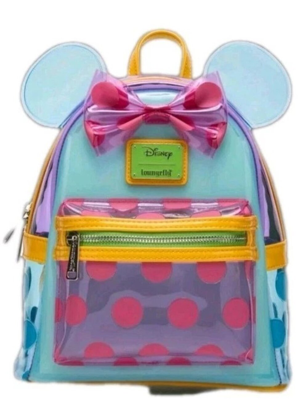 Loungefly Disney Minnie Mouse Polka Dot Colorblock Ears Mini Backpack NWT